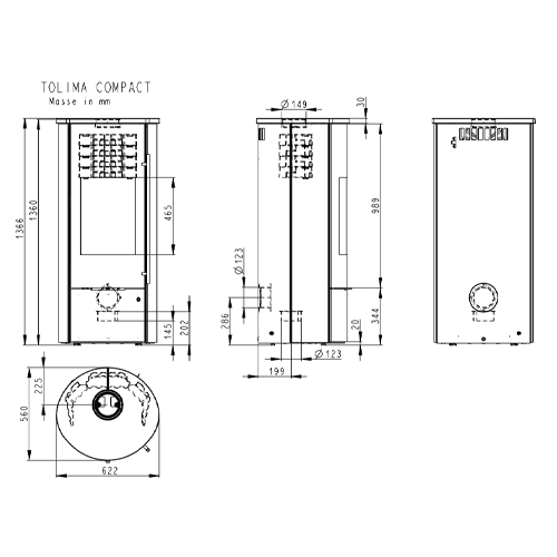 Kaminofen Olsberg, Tolima PowerSystem 11, Stahl schwarz, Verkleidung Sonderglasur Gobi